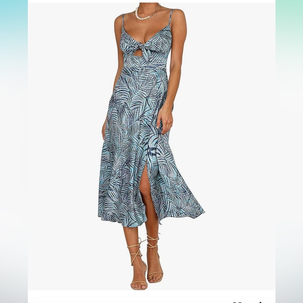 Spaghetti Strap Midi Satin Dresses Tie Front